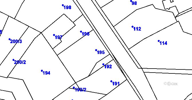 Parcela st. 195 v KÚ Neveklov, Katastrální mapa