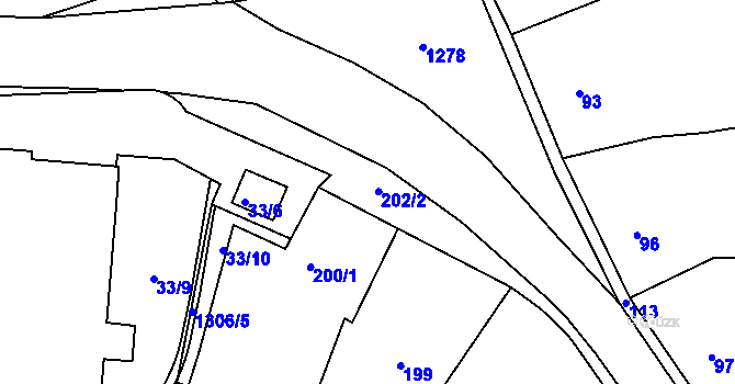 Parcela st. 202 v KÚ Neveklov, Katastrální mapa
