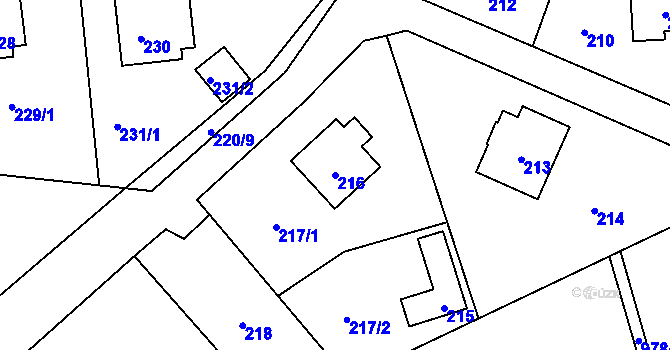 Parcela st. 216 v KÚ Neveklov, Katastrální mapa