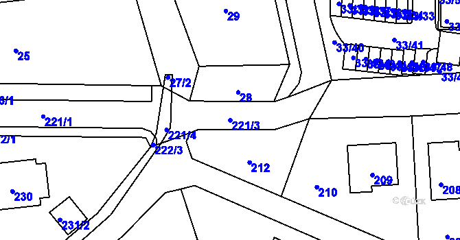 Parcela st. 221/3 v KÚ Neveklov, Katastrální mapa