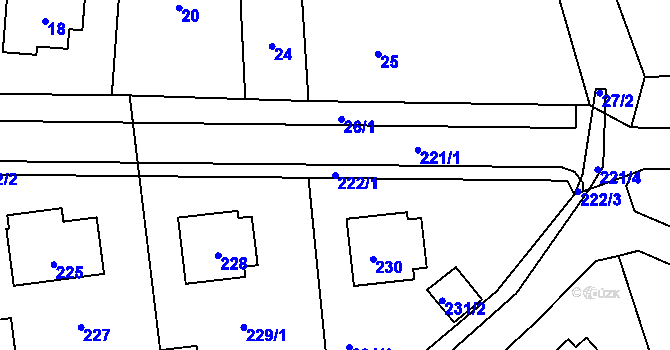 Parcela st. 222/1 v KÚ Neveklov, Katastrální mapa