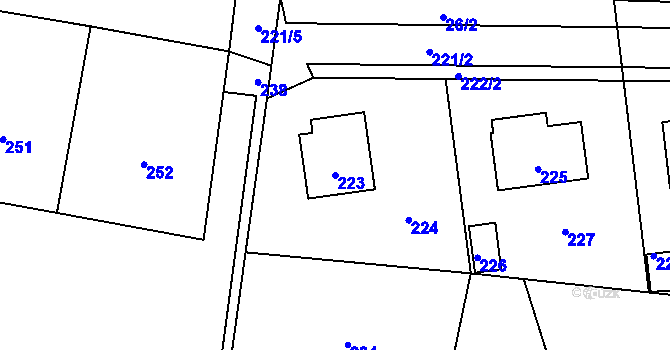 Parcela st. 223 v KÚ Neveklov, Katastrální mapa