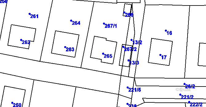 Parcela st. 265 v KÚ Neveklov, Katastrální mapa