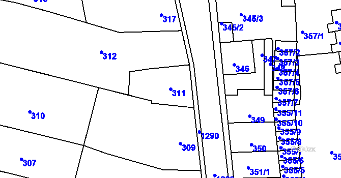 Parcela st. 311 v KÚ Neveklov, Katastrální mapa