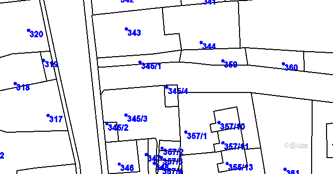 Parcela st. 345/4 v KÚ Neveklov, Katastrální mapa