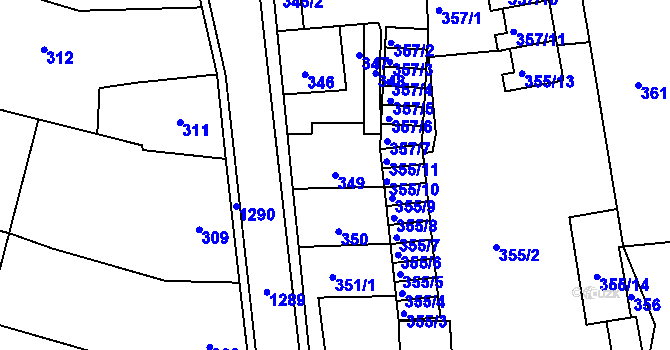 Parcela st. 349 v KÚ Neveklov, Katastrální mapa