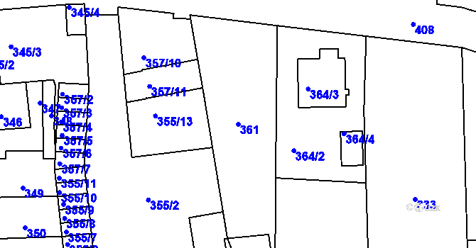 Parcela st. 361 v KÚ Neveklov, Katastrální mapa