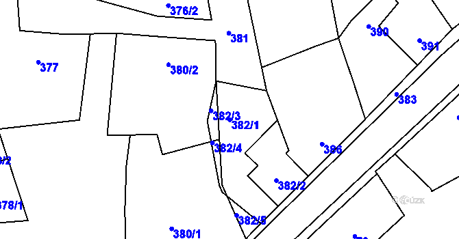 Parcela st. 382/1 v KÚ Neveklov, Katastrální mapa