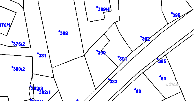 Parcela st. 390 v KÚ Neveklov, Katastrální mapa