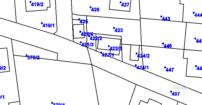 Parcela st. 422/1 v KÚ Neveklov, Katastrální mapa