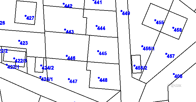 Parcela st. 445 v KÚ Neveklov, Katastrální mapa