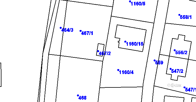 Parcela st. 467/2 v KÚ Neveklov, Katastrální mapa