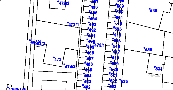 Parcela st. 489 v KÚ Neveklov, Katastrální mapa