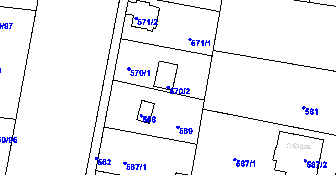Parcela st. 570/2 v KÚ Neveklov, Katastrální mapa