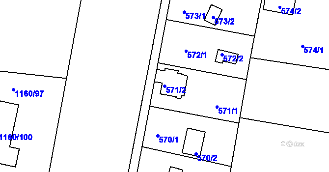Parcela st. 571/2 v KÚ Neveklov, Katastrální mapa