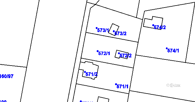Parcela st. 572/1 v KÚ Neveklov, Katastrální mapa