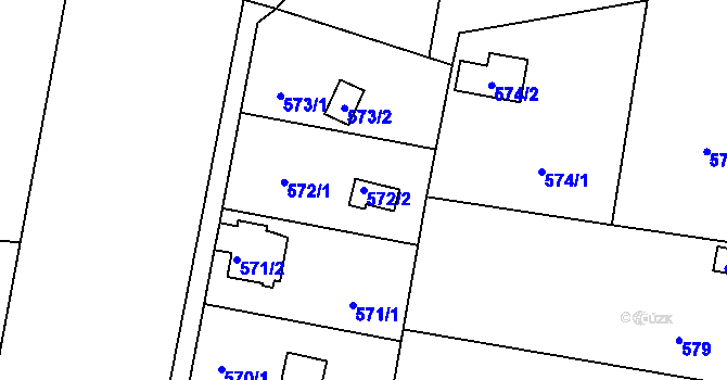 Parcela st. 572/2 v KÚ Neveklov, Katastrální mapa