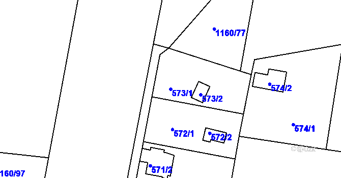 Parcela st. 573/1 v KÚ Neveklov, Katastrální mapa