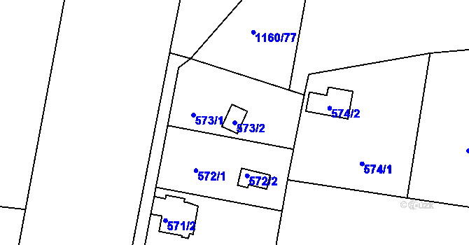Parcela st. 573/2 v KÚ Neveklov, Katastrální mapa