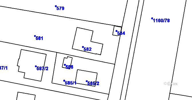 Parcela st. 583 v KÚ Neveklov, Katastrální mapa