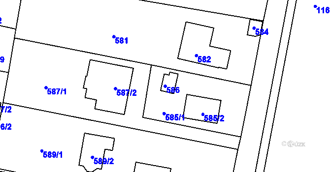 Parcela st. 586 v KÚ Neveklov, Katastrální mapa