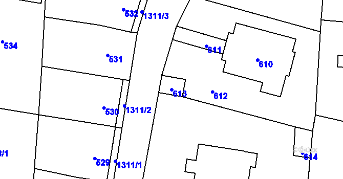 Parcela st. 613 v KÚ Neveklov, Katastrální mapa
