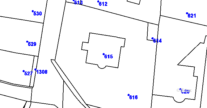 Parcela st. 615 v KÚ Neveklov, Katastrální mapa