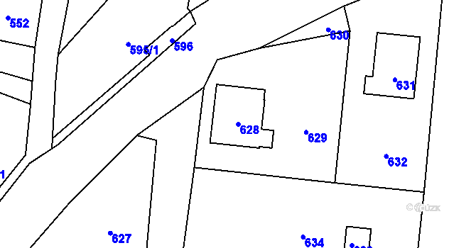 Parcela st. 628 v KÚ Neveklov, Katastrální mapa