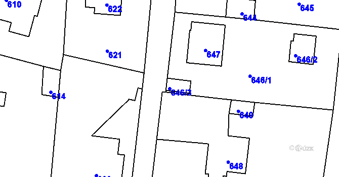 Parcela st. 646/3 v KÚ Neveklov, Katastrální mapa
