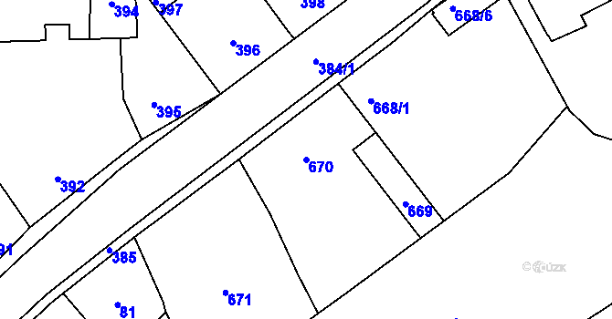 Parcela st. 670 v KÚ Neveklov, Katastrální mapa