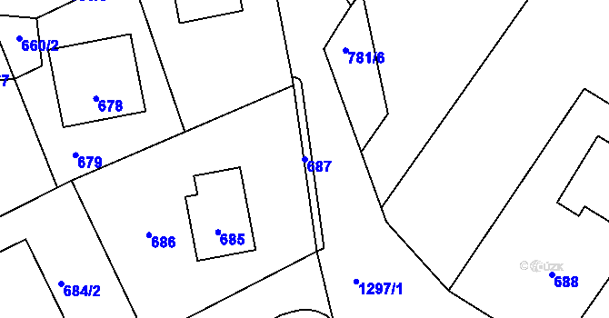 Parcela st. 687 v KÚ Neveklov, Katastrální mapa