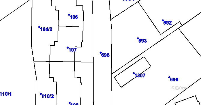 Parcela st. 696 v KÚ Neveklov, Katastrální mapa