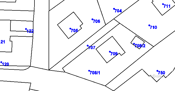 Parcela st. 707 v KÚ Neveklov, Katastrální mapa
