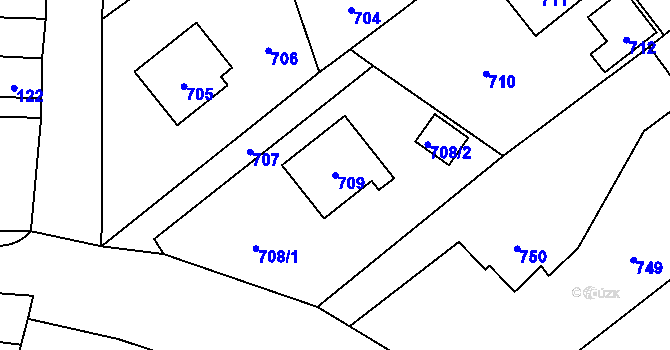 Parcela st. 709 v KÚ Neveklov, Katastrální mapa