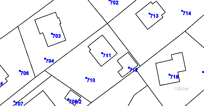 Parcela st. 711 v KÚ Neveklov, Katastrální mapa