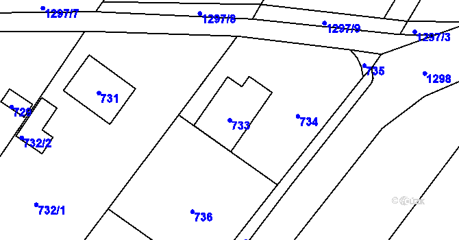 Parcela st. 733 v KÚ Neveklov, Katastrální mapa