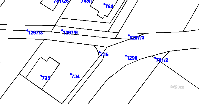 Parcela st. 735 v KÚ Neveklov, Katastrální mapa