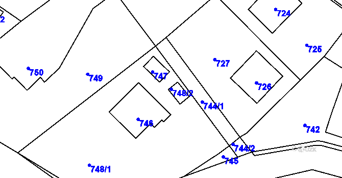 Parcela st. 748/2 v KÚ Neveklov, Katastrální mapa