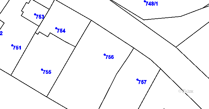 Parcela st. 756 v KÚ Neveklov, Katastrální mapa