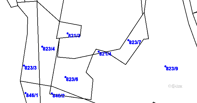 Parcela st. 821/4 v KÚ Neveklov, Katastrální mapa