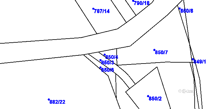 Parcela st. 850/4 v KÚ Neveklov, Katastrální mapa