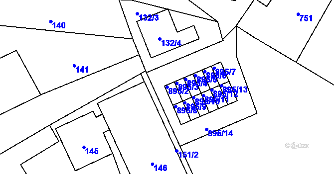 Parcela st. 895/2 v KÚ Neveklov, Katastrální mapa