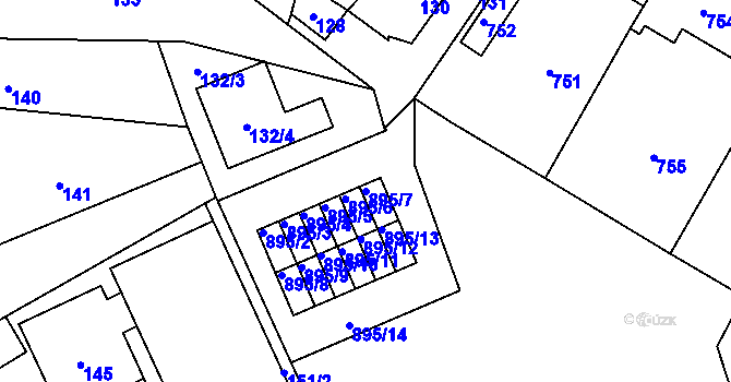 Parcela st. 895/7 v KÚ Neveklov, Katastrální mapa
