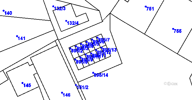 Parcela st. 895/12 v KÚ Neveklov, Katastrální mapa