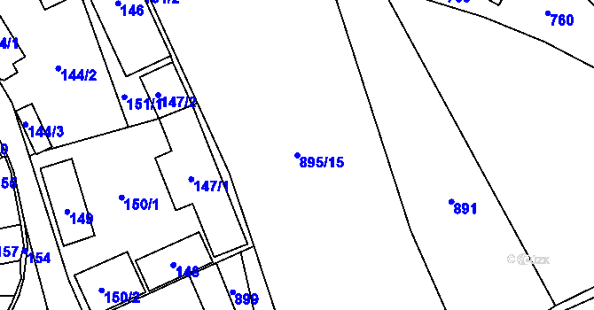 Parcela st. 895/15 v KÚ Neveklov, Katastrální mapa