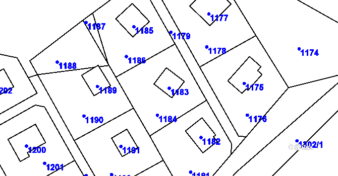 Parcela st. 1183 v KÚ Neveklov, Katastrální mapa