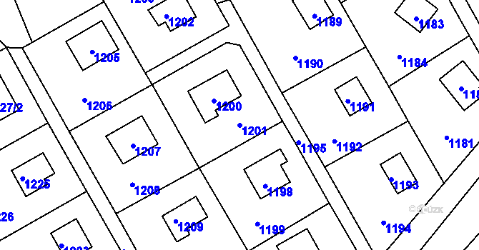 Parcela st. 1201 v KÚ Neveklov, Katastrální mapa
