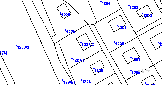 Parcela st. 1227/2 v KÚ Neveklov, Katastrální mapa