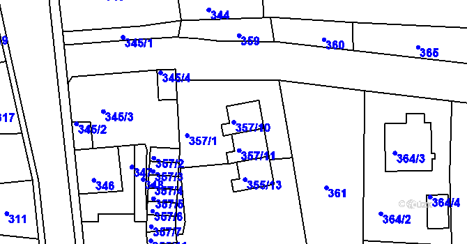 Parcela st. 357/10 v KÚ Neveklov, Katastrální mapa
