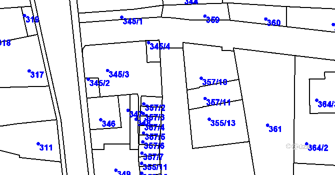 Parcela st. 357/1 v KÚ Neveklov, Katastrální mapa